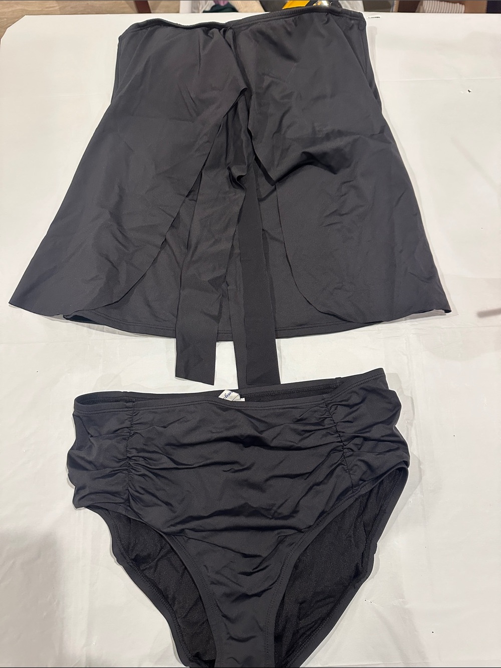 Black Two-Piece Swim Set - Tankini Top & High-Waist Bottoms